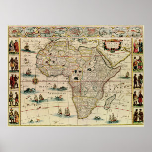 Vintage 1660's Africa Map by Willem Janszoon Blaeu Poster