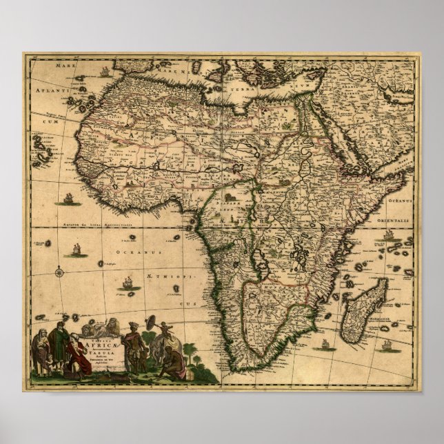 Vintage 1688 Africa Map Poster (Front)