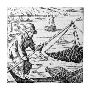 "Vintage-16th Century Fisherman" Ceramic Tile