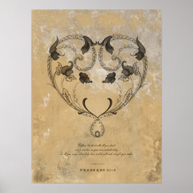 VINTAGE 16TH CENTURY HEART W/ SCRIPTURE POSTER (Front)