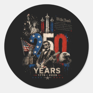 Vintage 16th President Abe Lincoln Playing Guitar Classic Round Sticker