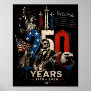 Vintage 16th President Abe Lincoln Playing Guitar Poster