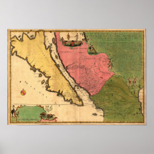 Vintage 1720 Map of California as an Island Poster