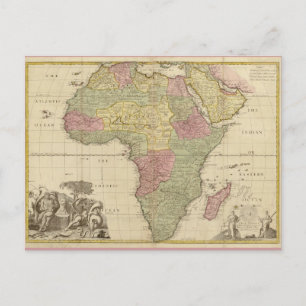 Vintage 1725 Africa Map Postcard