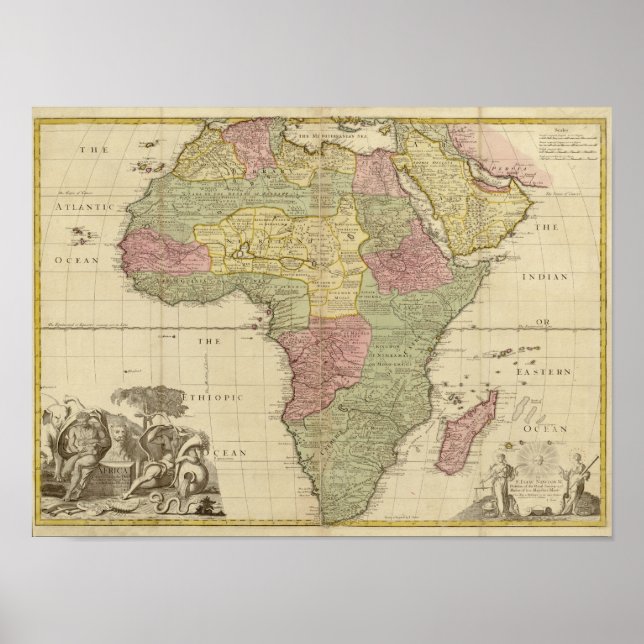 Vintage 1725 Africa Map Poster (Front)