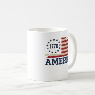 Vintage 1776 America Distressed Flag Coffee Mug