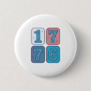 Vintage 1776 Patriotic Patchwork 6 Cm Round Badge