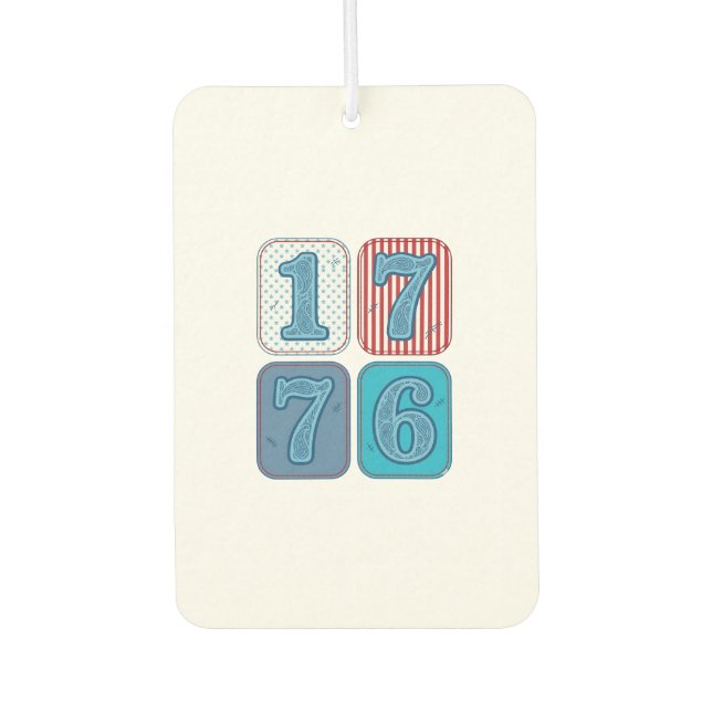 Vintage 1776 Patriotic Patchwork Car Air Freshener (Front)