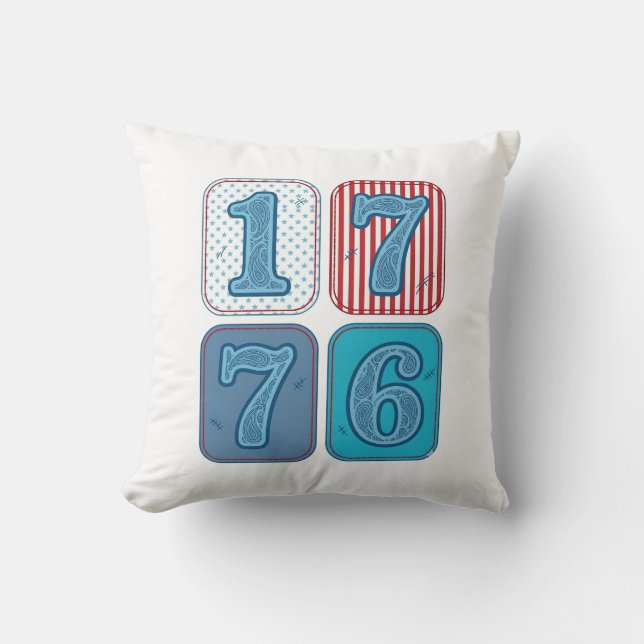 Vintage 1776 Patriotic Patchwork Cushion (Front)