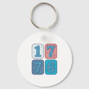 Vintage 1776 Patriotic Patchwork Key Ring