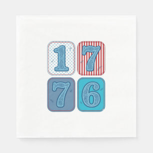 Vintage 1776 Patriotic Patchwork Napkin
