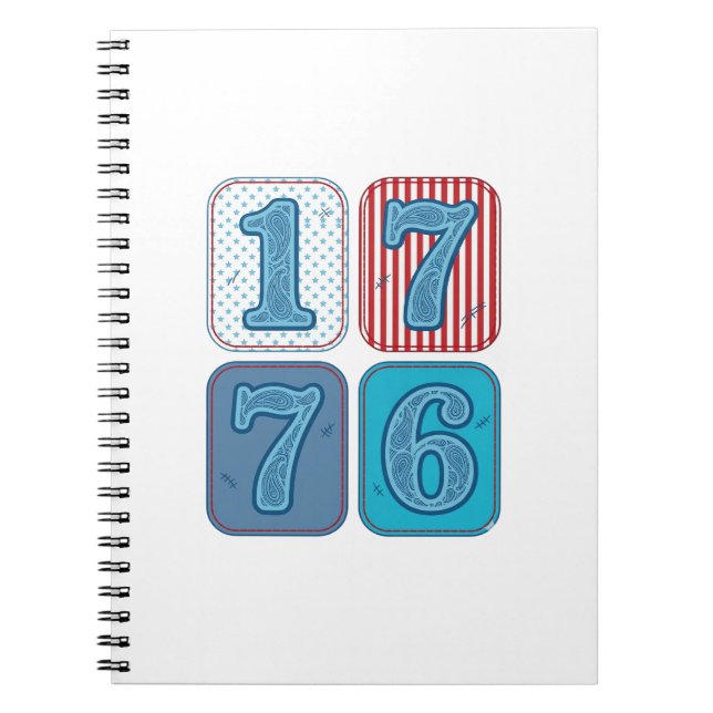 Vintage 1776 Patriotic Patchwork Notebook (Front)
