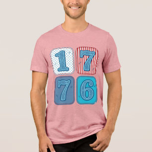 Vintage 1776 Patriotic Patchwork Tri-Blend Shirt