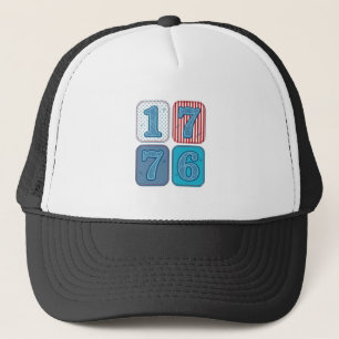 Vintage 1776 Patriotic Patchwork Trucker Hat