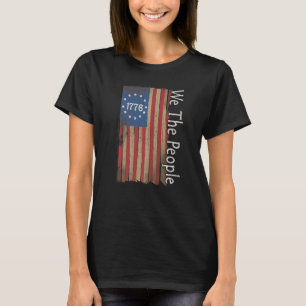 Vintage 1776 We People America American Usa Flag 4 T-Shirt