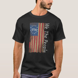Vintage 1776 We People America American Usa Flag 4 T-Shirt