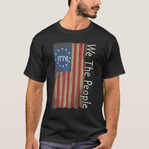 Vintage 1776 We People America American Usa Flag 4 T-Shirt