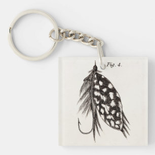 Vintage 1800s Angling Fly Fishing Lures Lure Hooks Key Ring