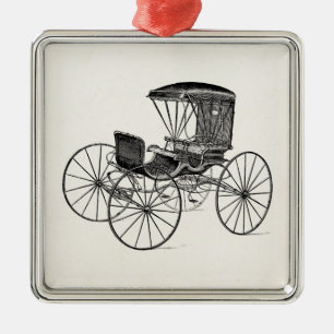 Vintage 1800s Carriage Horse-Drawn Antique Buggy Metal Tree Decoration