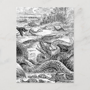 Vintage 1800s Dinosaur Illustration - Dinosaurs Postcard