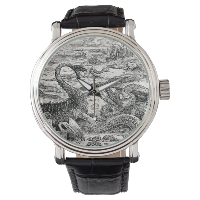 Vintage 1800s Dinosaur Illustration - Dinosaurs Watch (Front)