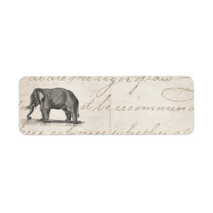 Vintage 1800s Elephant Illustration - Elephants Return Address Label