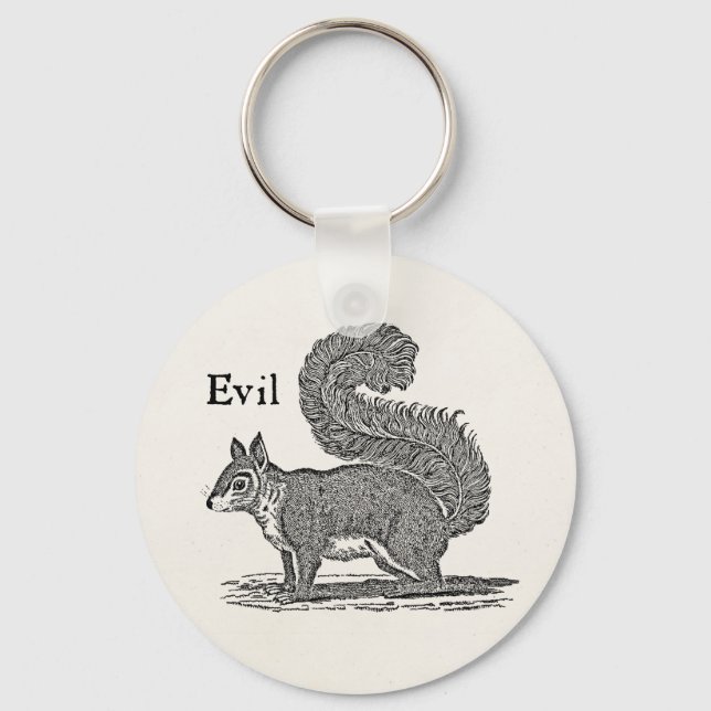 Vintage 1800s Evil Squirrel Illustration Key Ring (Front)