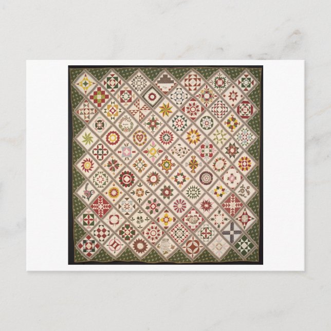 Vintage 1800s Friendship Quilt Postcard (Front)