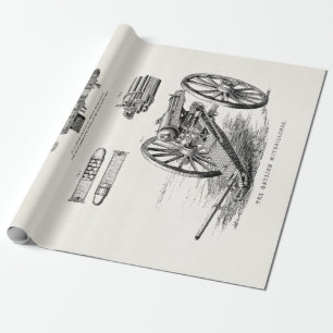 Vintage 1800s Gatling Gun Machine Guns Template Wrapping Paper