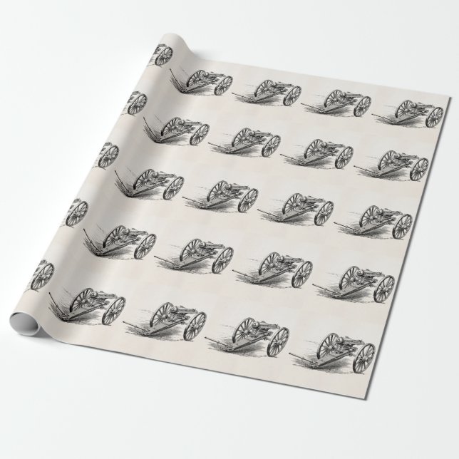 Vintage 1800s Gatling Gun Machine Guns Template Wrapping Paper (Unrolled)