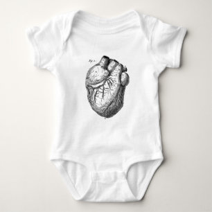 Vintage 1800s Heart Retro Cardiac Anatomy Hearts Baby Bodysuit