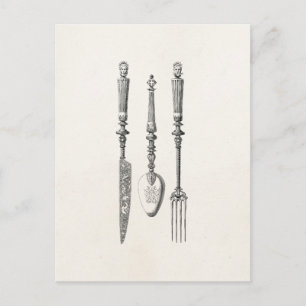Vintage 1800s Knife Fork Spoon Knives Old Cutlery Postcard