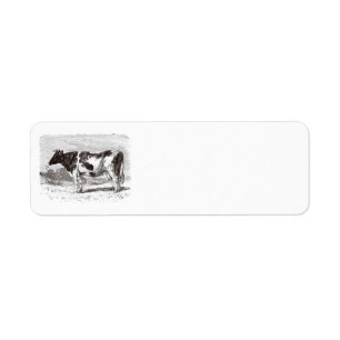 Vintage 1800s Large Dutch Cow Retro Cows Template Return Address Label