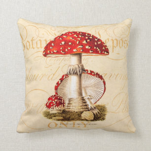 Vintage 1800s Mushroom Red Mushrooms Template Cushion