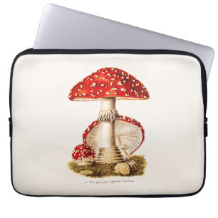 Vintage 1800s Mushroom Red Mushrooms Template Laptop Sleeve