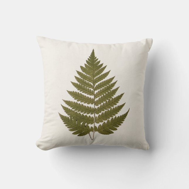 Vintage 1800s Olive Green Fern Leaf Template Cushion (Front)