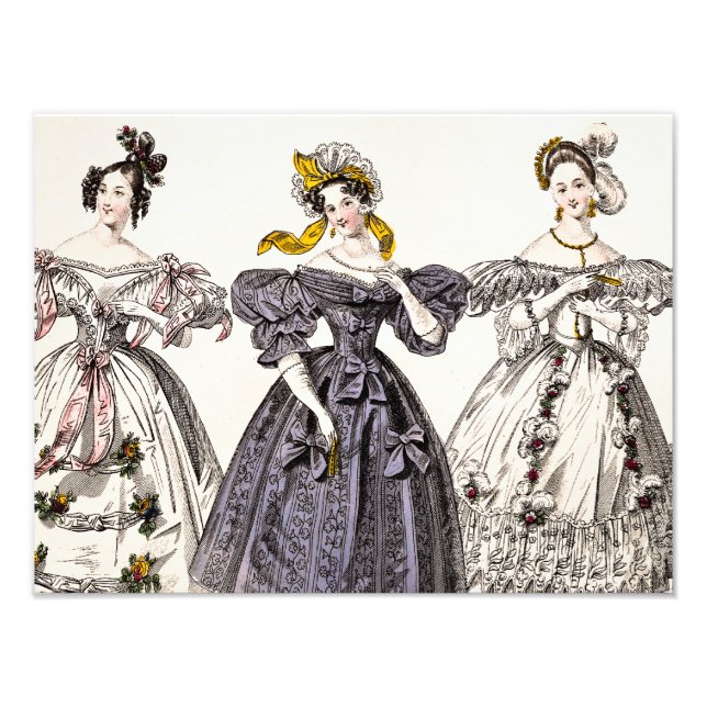 Vintage 1800s Paris Fashion - French Dresses & Hat Photo Print (Front)