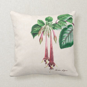 Vintage 1800s Pink Fuchsia Flower Fuschia Floral Cushion
