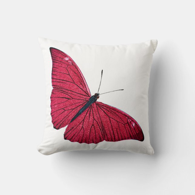 Vintage 1800s Red Butterfly Illustration Template Cushion (Front)