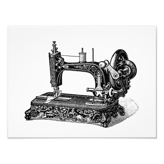 Vintage 1800s Sewing Machine Illustration Photo Print (Front)
