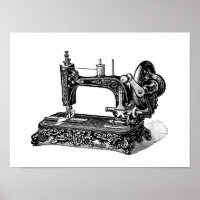 Vintage 1800s Sewing Machine Illustration
