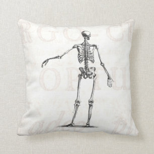 Vintage 1800s Skeleton Antique Anatomy Skeletons Cushion