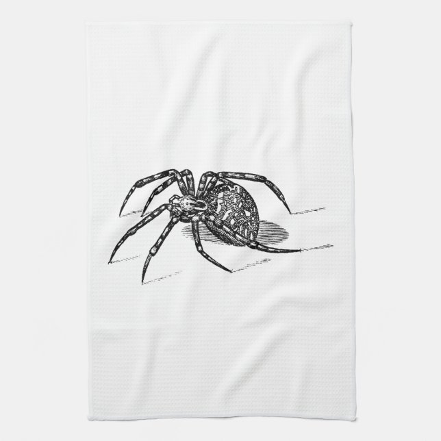 Vintage 1800s Spider Illustration Spiders Template Tea Towel (Vertical)