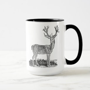 Vintage 1800s Stag Deer Antlers Retro Template Mug