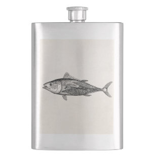 Vintage 1800s Tunny Fish Personalised Fishing Hip Flask