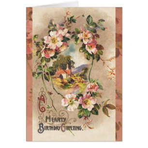 Vintage 1800s Victorian Birthday Floral Country