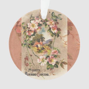 Vintage 1800s Victorian Birthday Floral Country Ornament