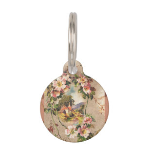 Vintage 1800s Victorian Birthday Floral Country Pet Tag
