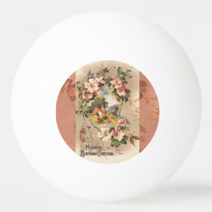Vintage 1800s Victorian Birthday Floral Country Ping Pong Ball
