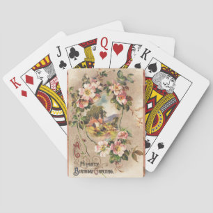 Vintage 1800s Victorian Birthday Floral Country Playing Cards